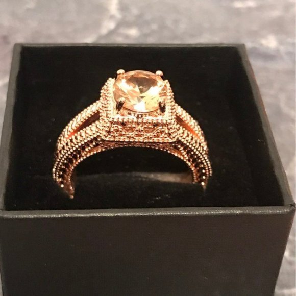 925 CITRINE & ROSEGOLD RING S9 - Picture 2 of 3